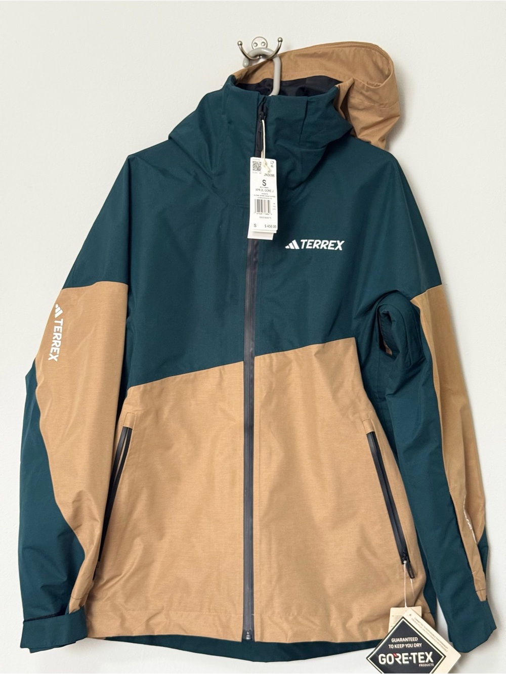 adidas Originals Terrex Teal & Tan Colorblock Gore-Tex Raincoat